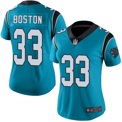 Carolina Panthers Limited Blue Women Tre Boston Jersey NFL Football #33 Rush Vapor Untouchable